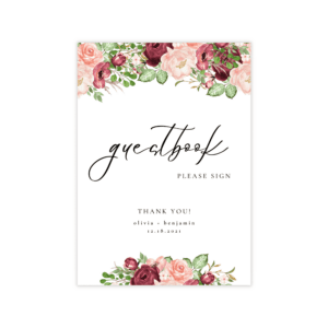 Romantic Burgundy Blush Guest Book Sign