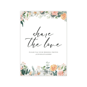 Glam Blush & Peach Hashtag Sign