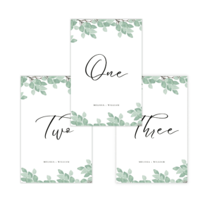 Modern Greenery Table Number (Words)