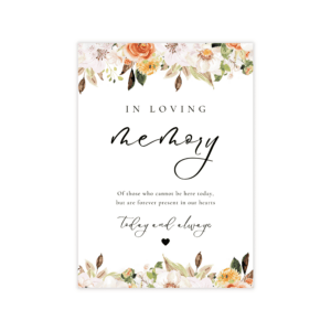 Bohemian Peach & Coral Loving Memory Sign