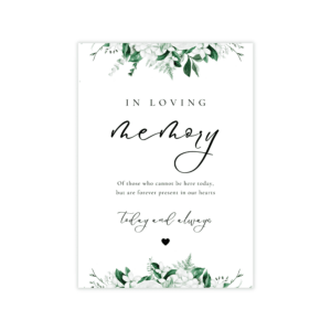 Lush Greenery Loving Memory Sign