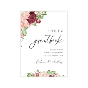Romantic Burgundy Blush Photo Guest Book Sign