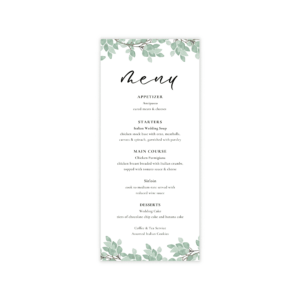 Modern Greenery Dinner Menu Card