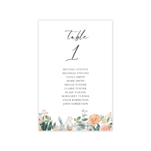 Glam Blush & Peach Table Seating Card