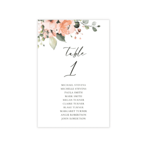 Bohemian Peach & Coral Table Seating Card