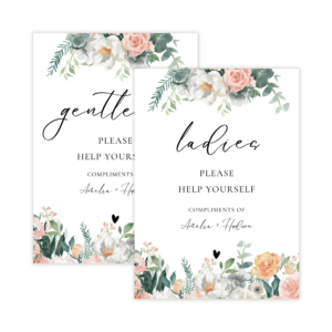 Glam Blush & Peach Bathroom Sign