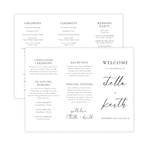 Minimalist Black and White Trifold Wedding Program