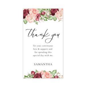 Romantic Burgundy Blush Thank You Favor Tag