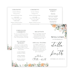 Glam Blush & Peach Trifold Wedding Program