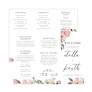 Parisian Pink Nude Trifold Wedding Program