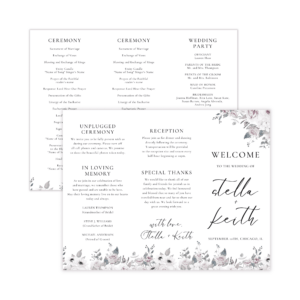 Dreamy Violet Blush Trifold Wedding Program