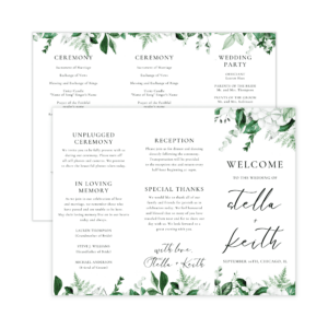 Lush Greenery Trifold Wedding Program