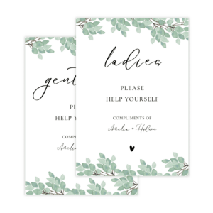 Modern Greenery Bathroom Sign