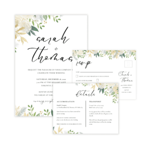 Classic Gold & Green Invitation Set