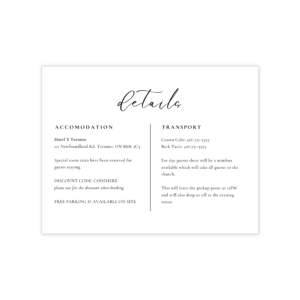 Minimalist Black and White Details Card