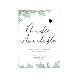 Modern Greenery Mask Available Sign