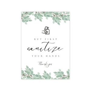 Modern Greenery Sanitize Your Hand Sign