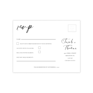 Minimalist Black and White RSVP Card
