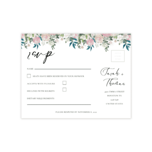Fairytale Navy Blush RSVP Card