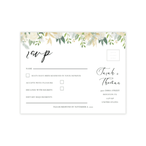 Classic Gold & Green RSVP Card