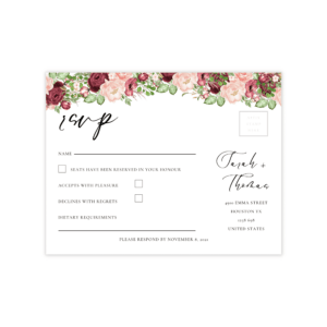 Romantic Burgundy Blush RSVP Card