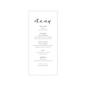 Minimalist Black and White Dinner Menu Card
