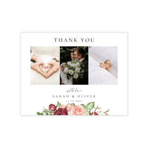 Romantic Burgundy Blush Thank You Card