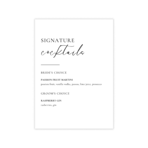 Minimalist Black and White Bar Menu