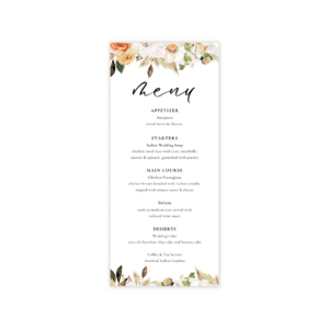 Pop Romance Dinner Menu Card