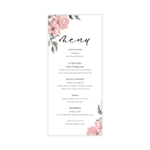 Parisian Pink Nude Dinner Menu Card