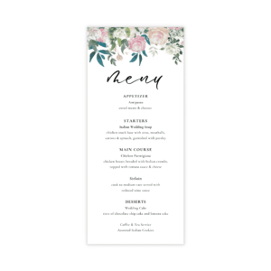 Fairytale Navy Blush Dinner Menu Card