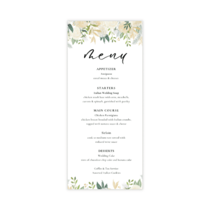 Classic Gold & Green Dinner Menu Card
