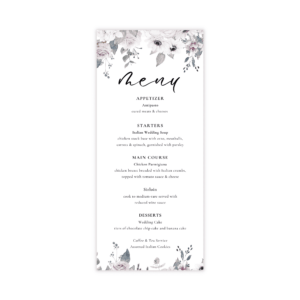 Dreamy Violet Blush Dinner Menu Card