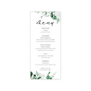 Lush Greenery Dinner Menu Card