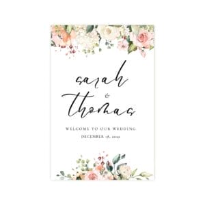 Bohemian Peach & Coral Vertical Welcome Sign