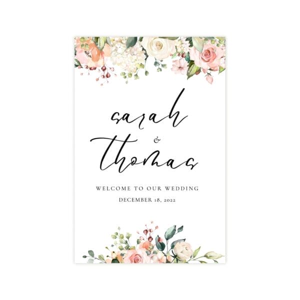 Bohemian Peach & Coral Vertical Welcome Sign