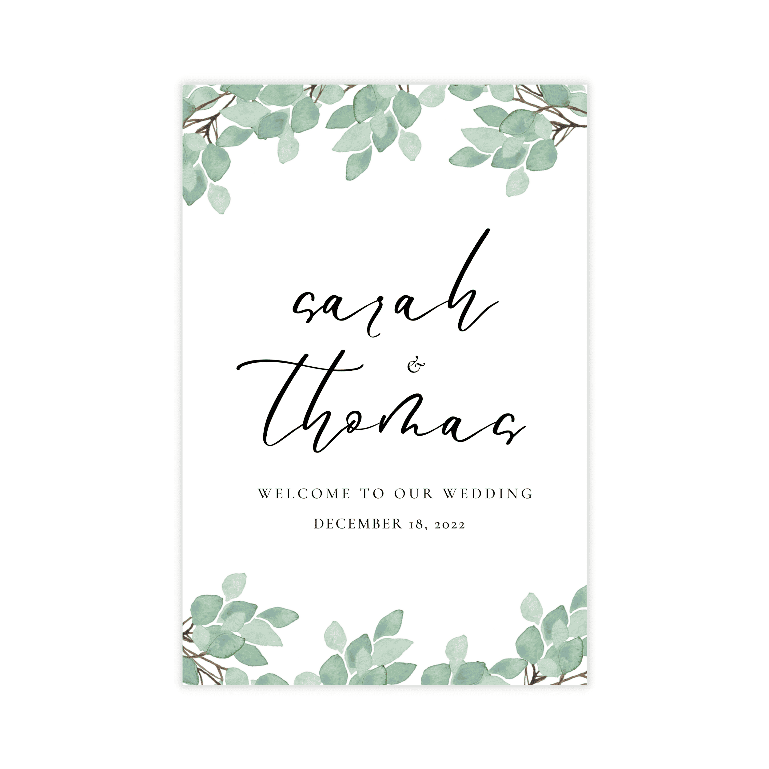 Modern Greenery Vertical Welcome Sign