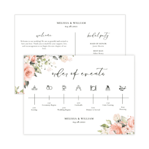 Bohemian Peach & Coral Wedding Program Card