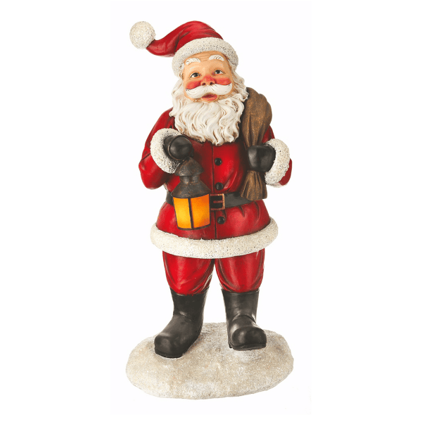 46IN RESIN STANDING SANTA WITH LANTERN Standing Santa With Lantern