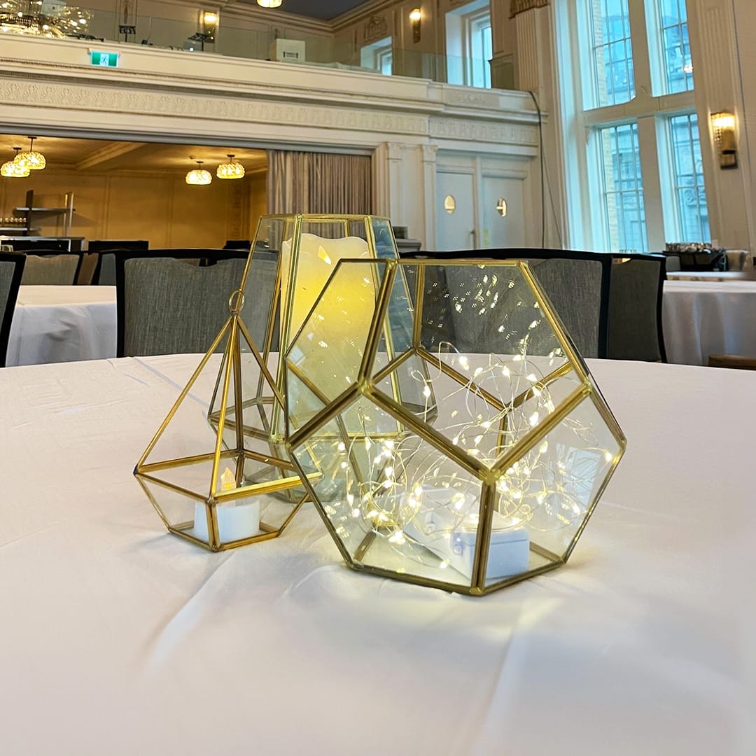 Mismatched Medium Geometric Gold Terrariums - Image 5