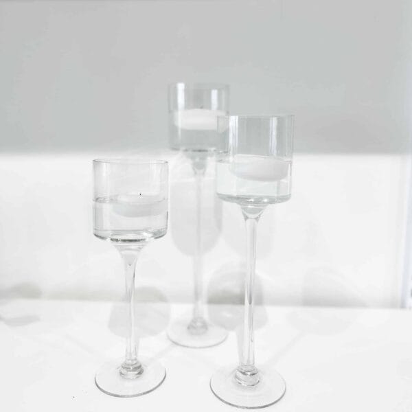 long stemmed candle holders clear