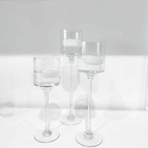 long stemmed candle holders clear