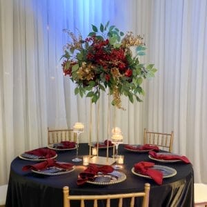 christmas centerpiece red gold gala event