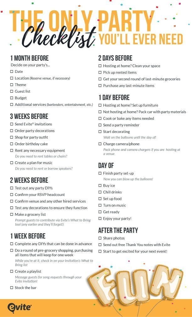 Evite Event Planning Gala Checklist