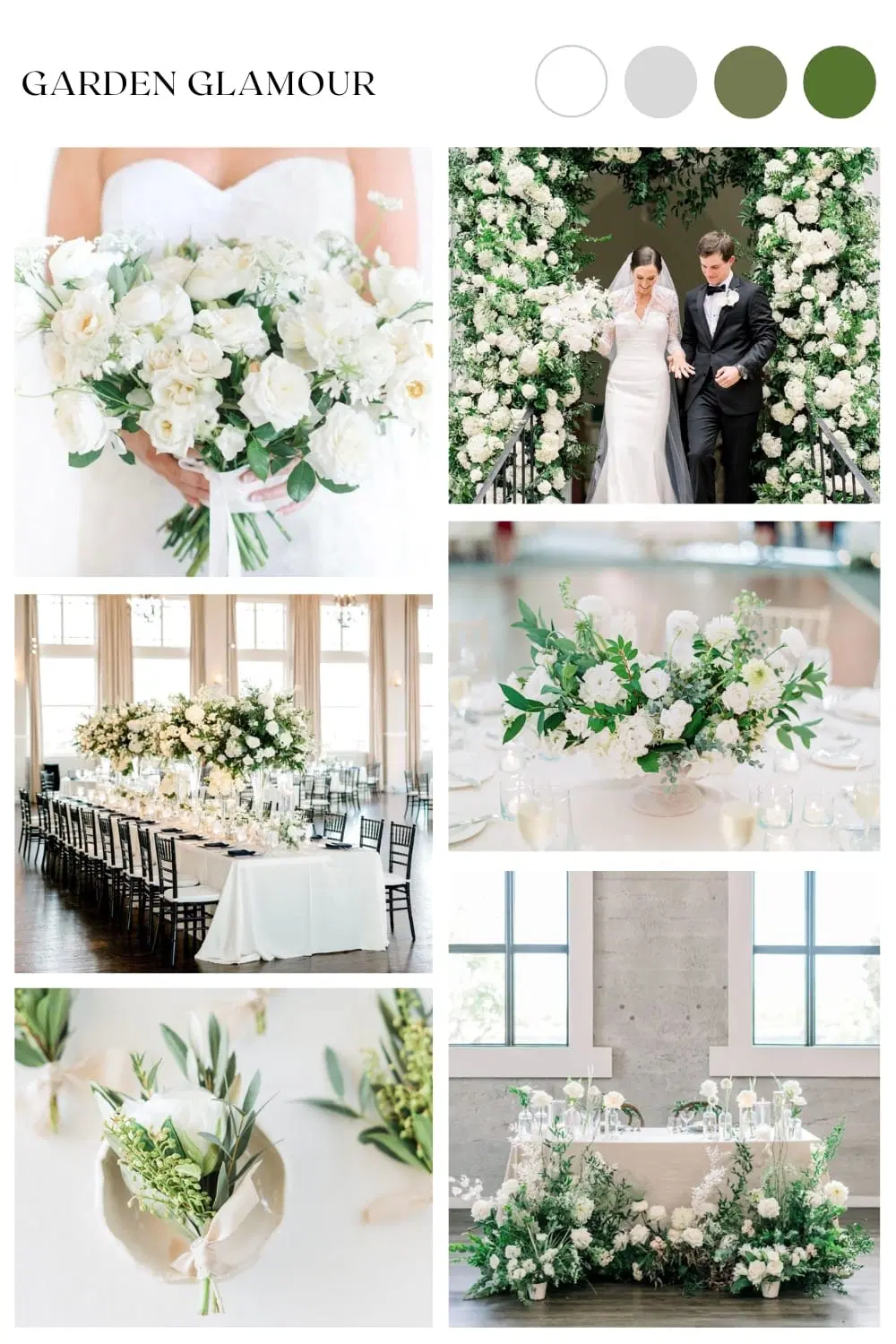 Glamorous Garden: White & Green Wedding Color Palette Inspiration ...