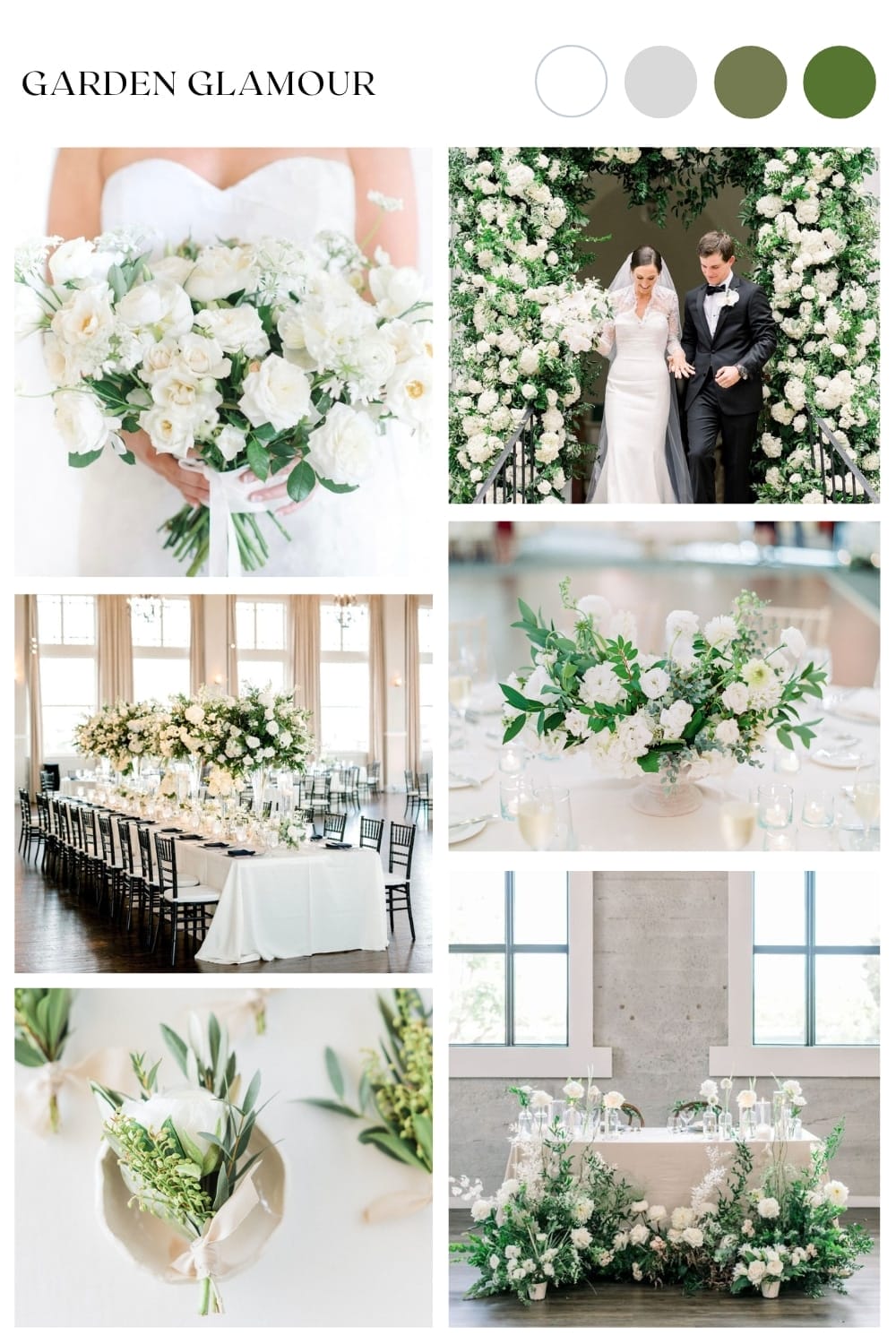 white garden flowers wedding theme colors white and greenery