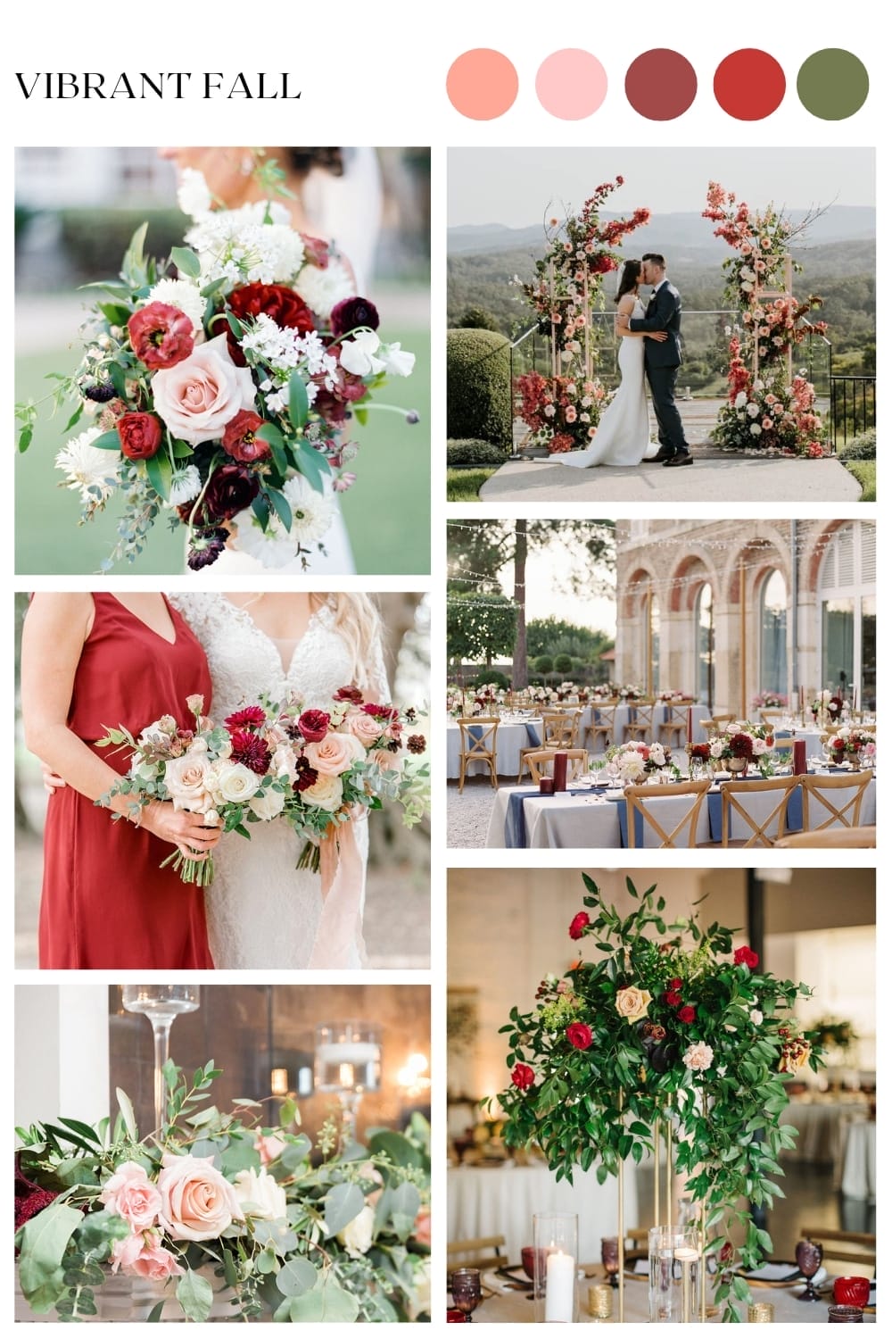 red vibrant fall wedding flowers decor inspiration ideas