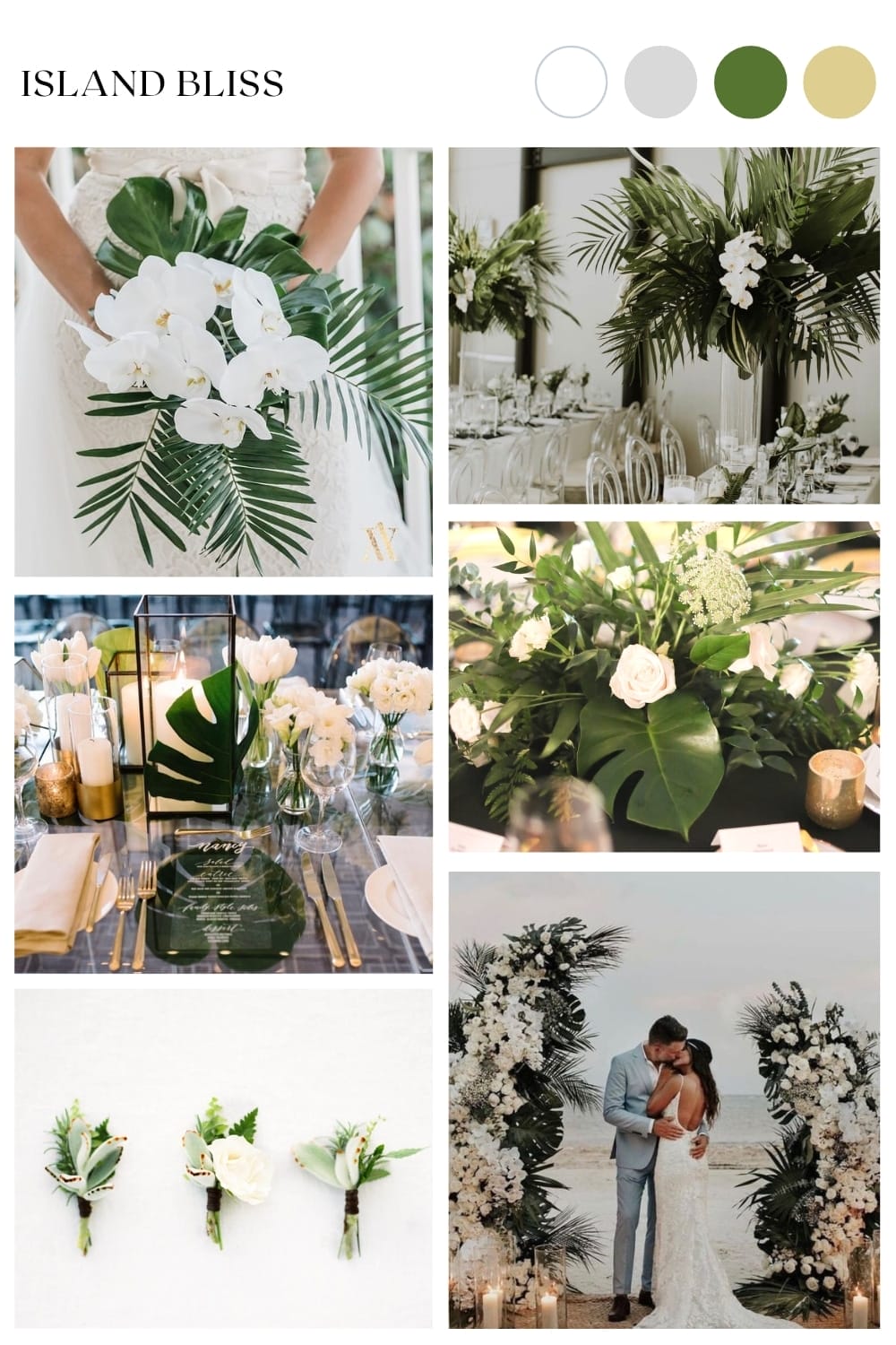 tropical wedding theme decor flower inspiration palette