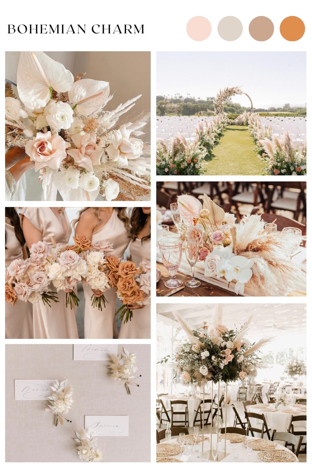 bohemian pampas fall wedding flowers decor inspiration ideas