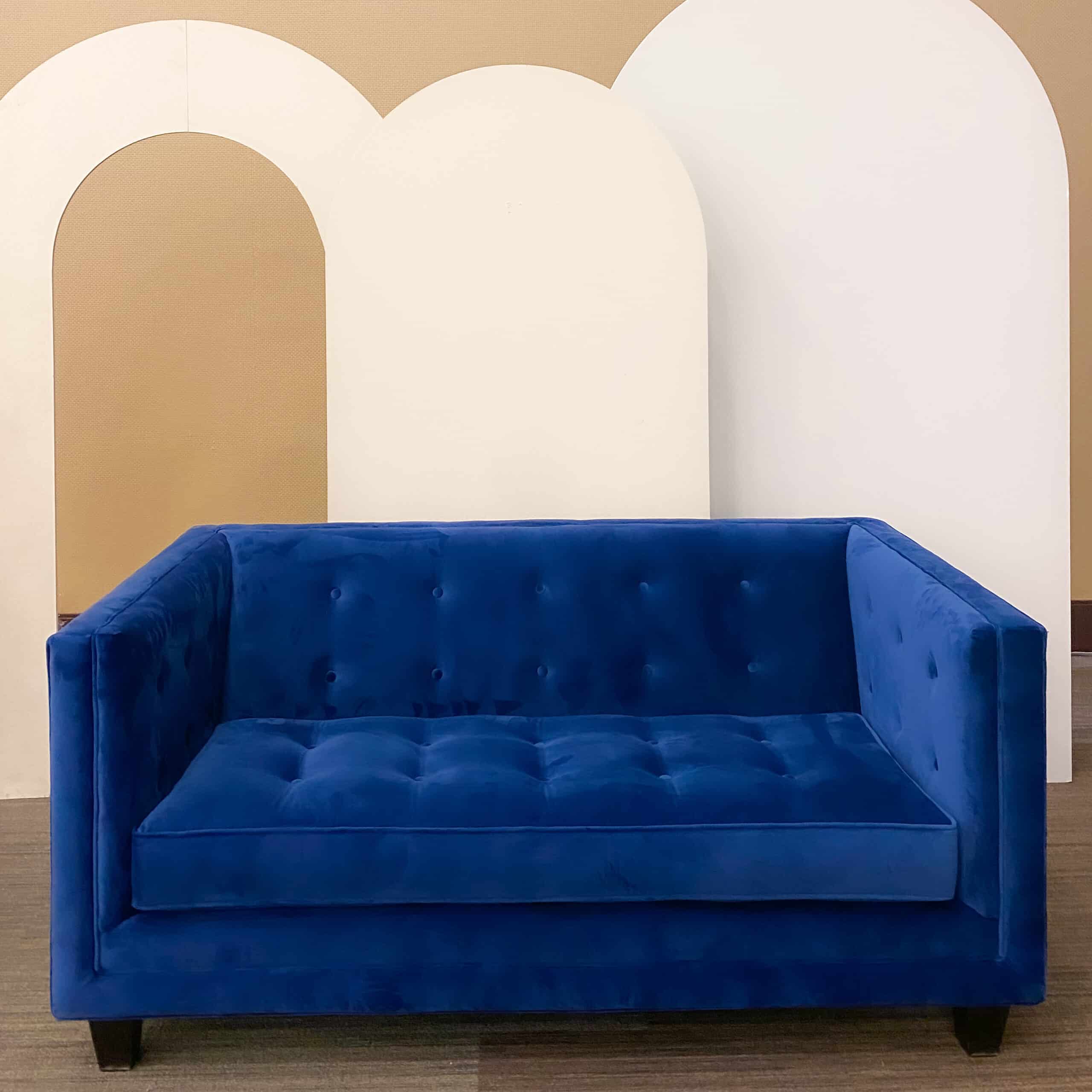 Duch Royal Blue Love Seat Sofa • Furniture Rental • Toronto